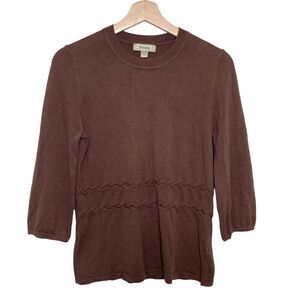 Faconnable Silk Blend Knit Sweater Brown Size Small S
